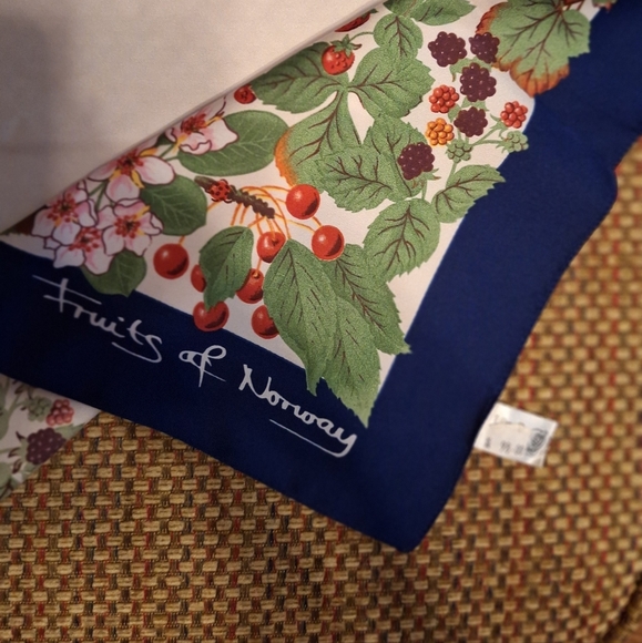 Fruits of Norway Scarf with Floral and Cherry Design - Picture 3 of 7